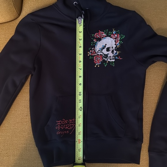 Ed Hardy Black Hoodie with Rhinestone Accents - Picture 5 of 7